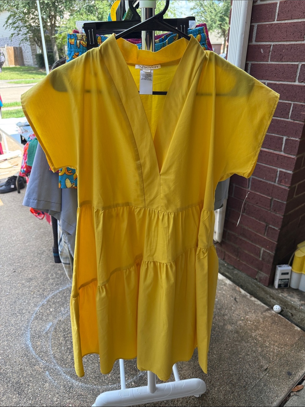 jcpenney Yellow Tiered V-Neck Casual Dress